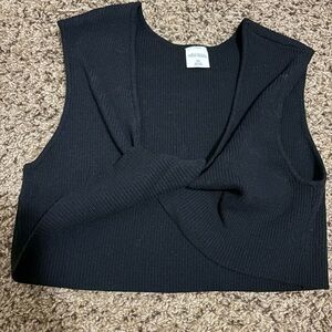Wild Fable Black Ribbed Twist Tank Top